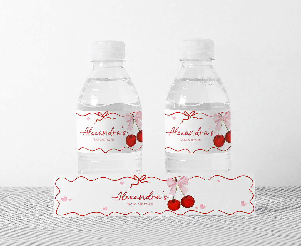 Cherry Baby Shower Bottle Label