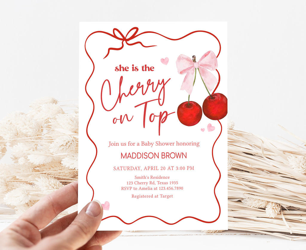 Cherry Baby Shower Invitation