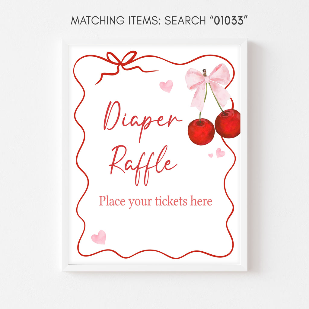 Cherry Baby Shower Diaper Raffle Sign