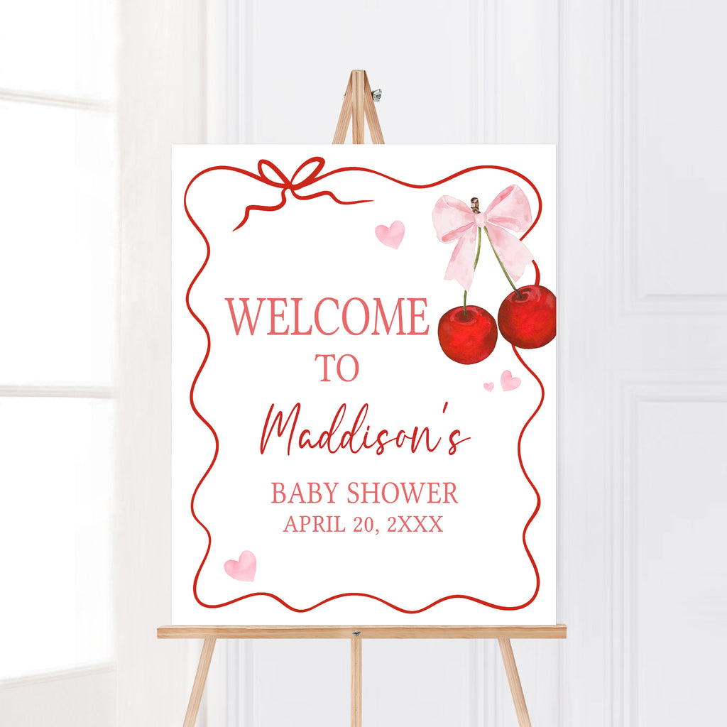 Cherry Baby Shower Welcome Sign