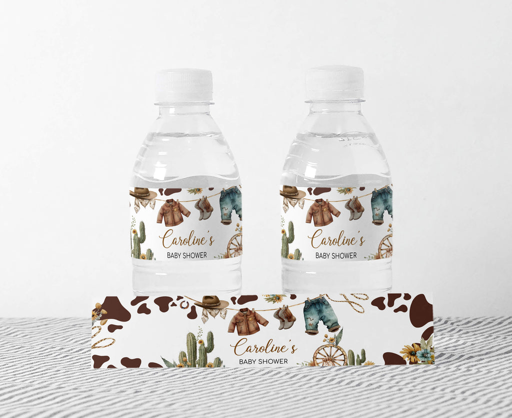 A Little Cowboy Baby Shower Bottle Label