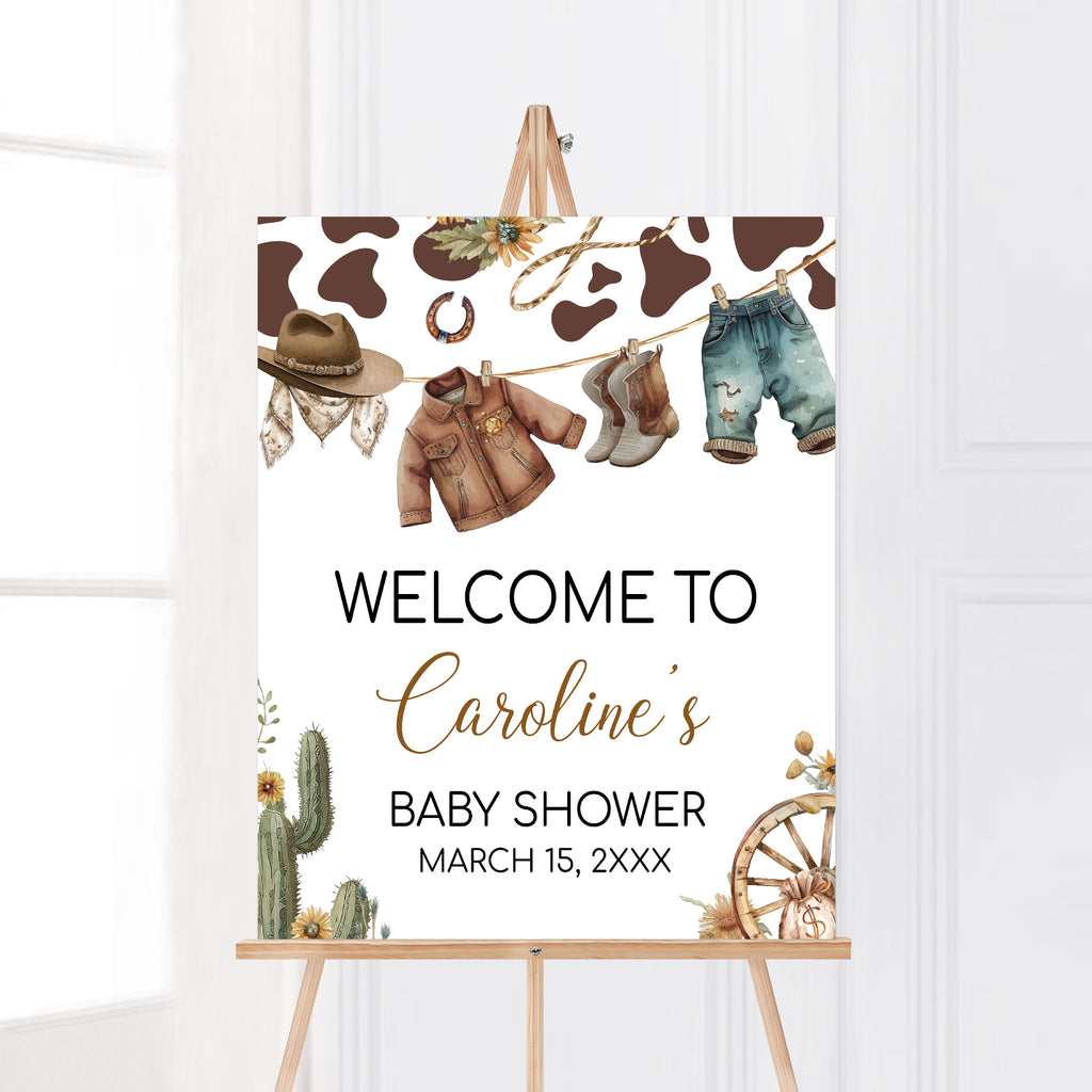 A Little Cowboy Baby Shower Welcome Sign