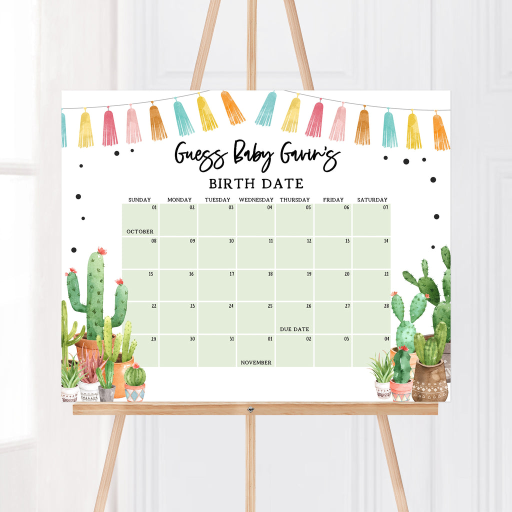 Fiesta Baby Shower Due Date Calendar