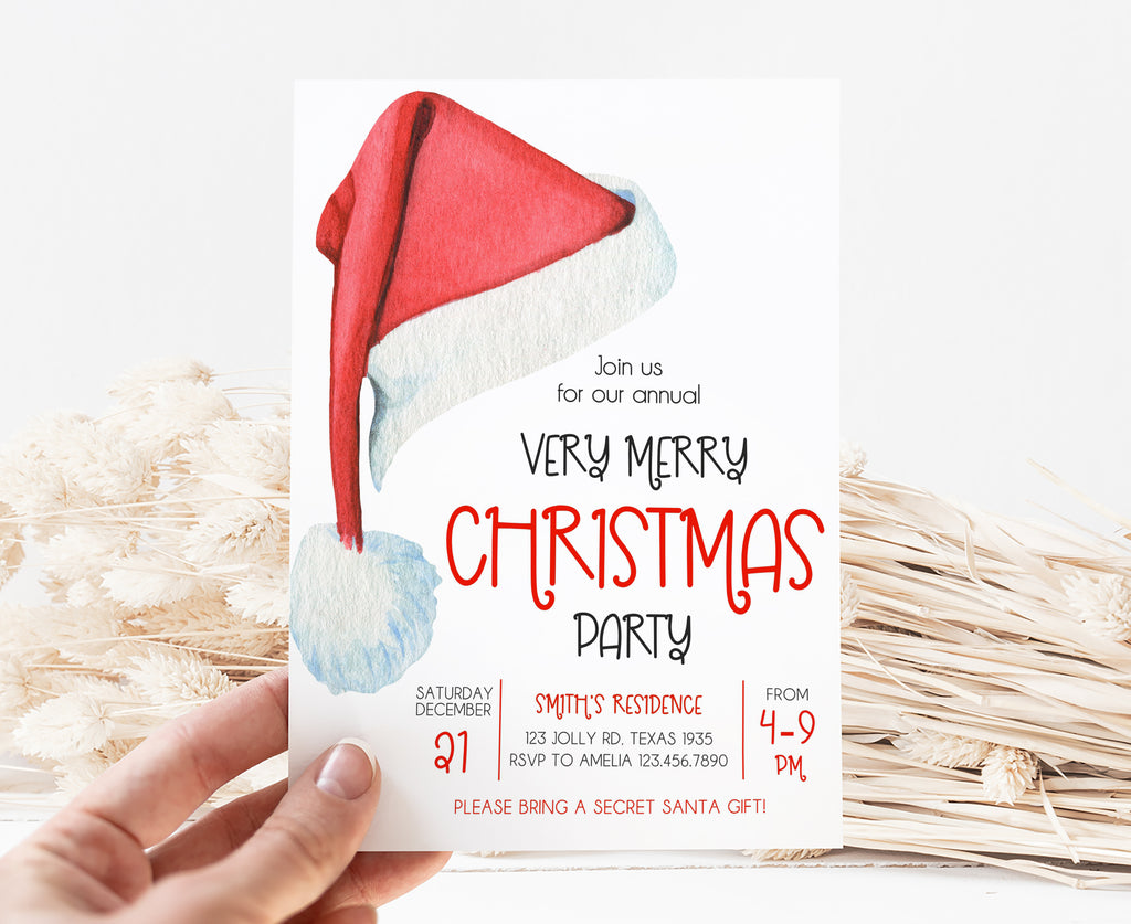 Christmas Santa Hat Party Invitation