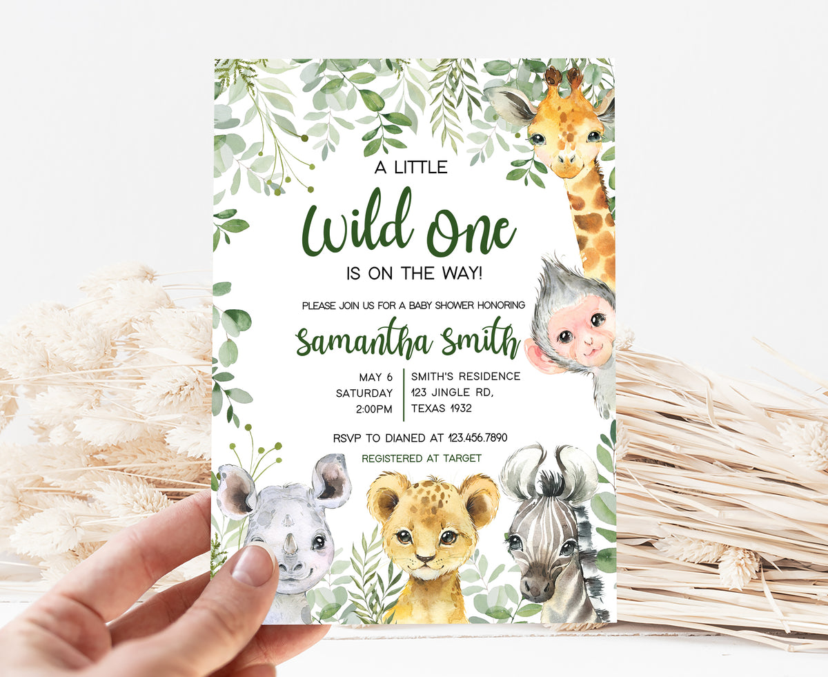 Editable Safari Baby Shower Invitation – Cuddle Palette