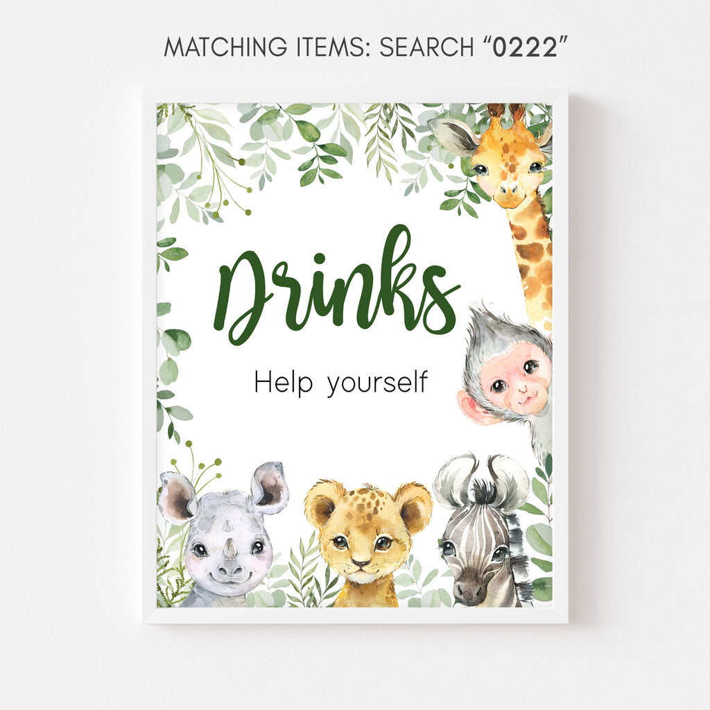 Safari Baby Shower Drinks Sign