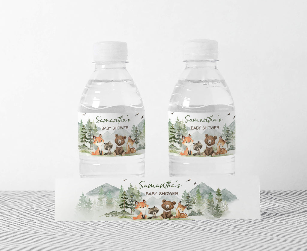 Let the Adventure Begin Woodland Baby Shower Bottle Label