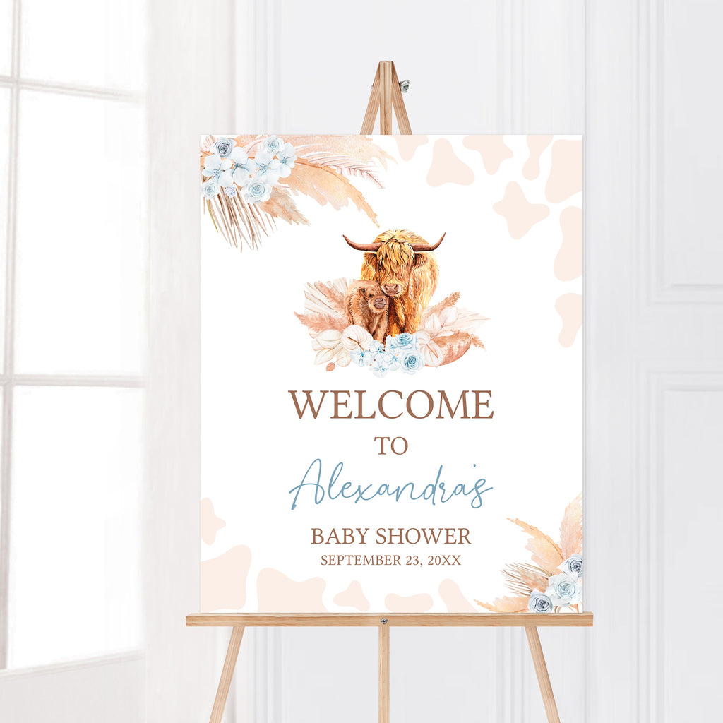 Highland Cow Baby Shower Welcome Sign