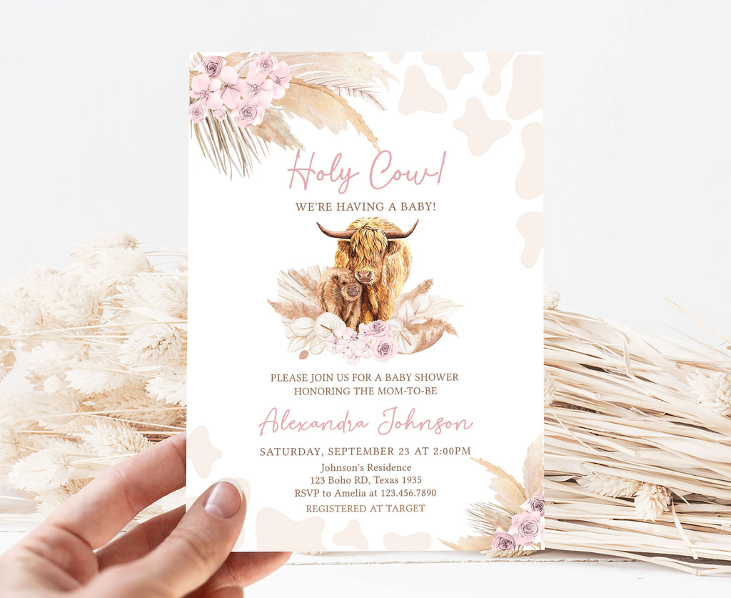 Highland Cow Baby Shower Invitation