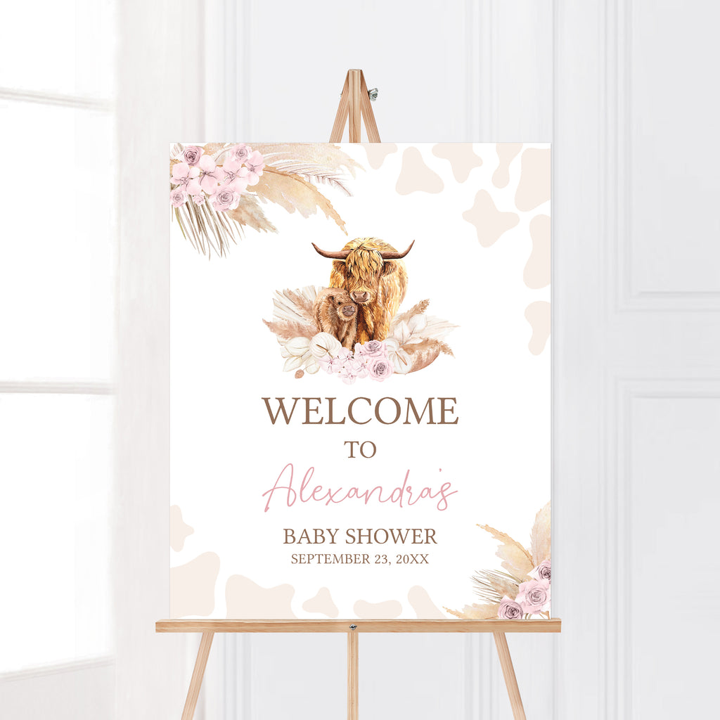 Highland Cow Baby Shower Welcome Sign