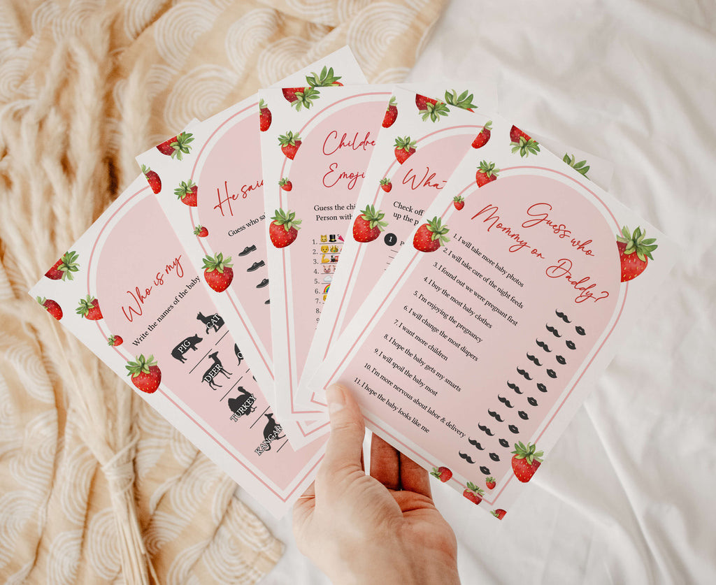 Strawberry Baby Shower Games Bundle