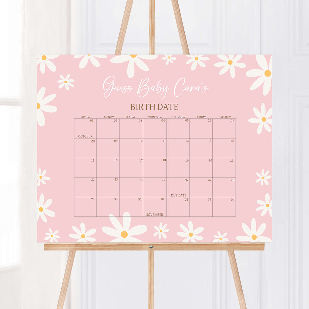 Daisy Baby Shower Due Date Calendar