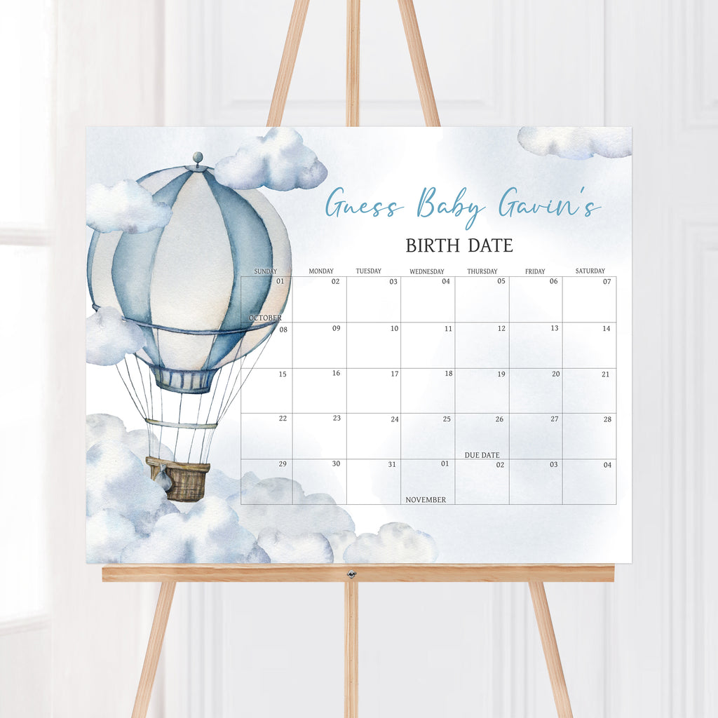 Adventure Awaits Baby Shower Due Date Calendar