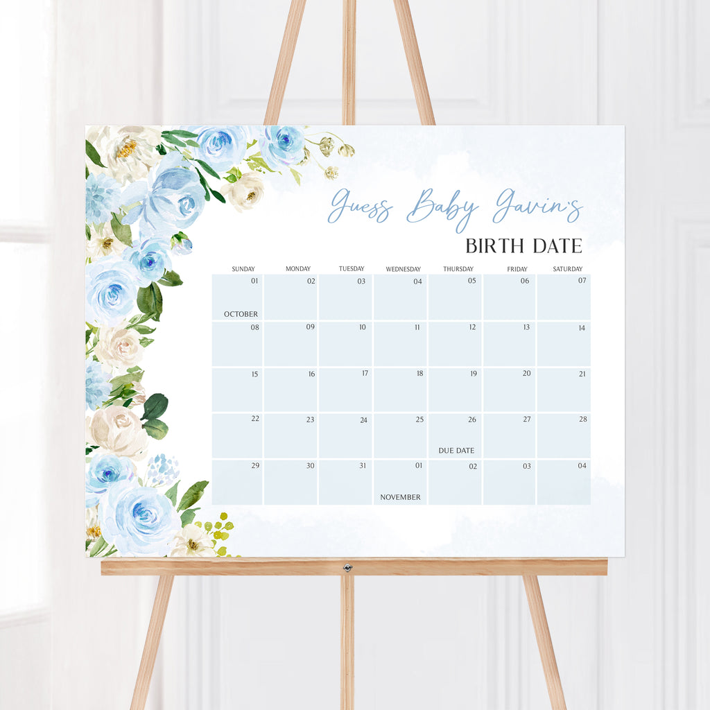 Boy Baby in Bloom Baby Shower Due Date Calendar