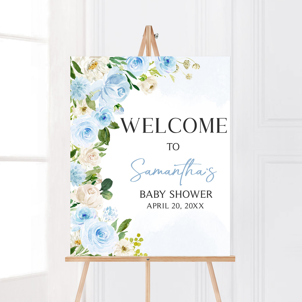 Boy Baby in Bloom Baby Shower Welcome Sign