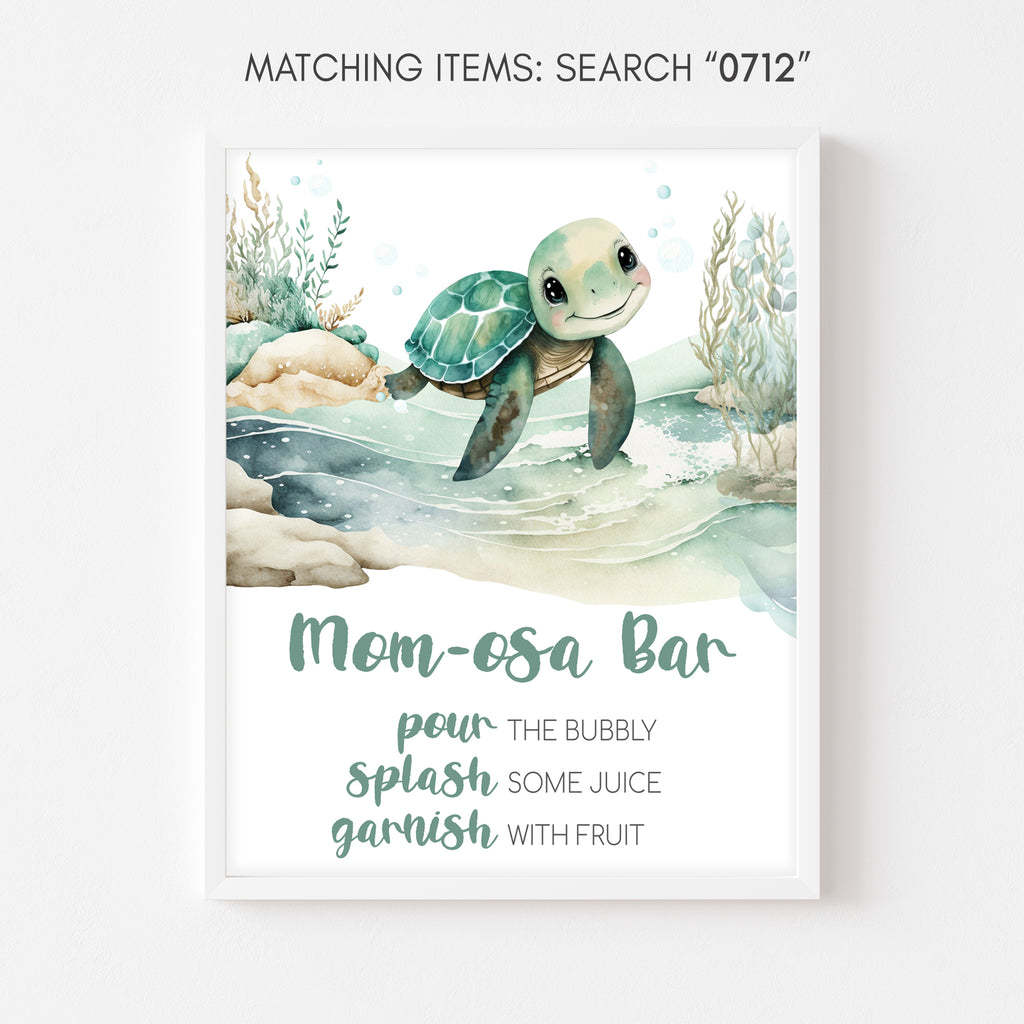 Sea Turtle Baby Shower Mom Osa Bar Sign