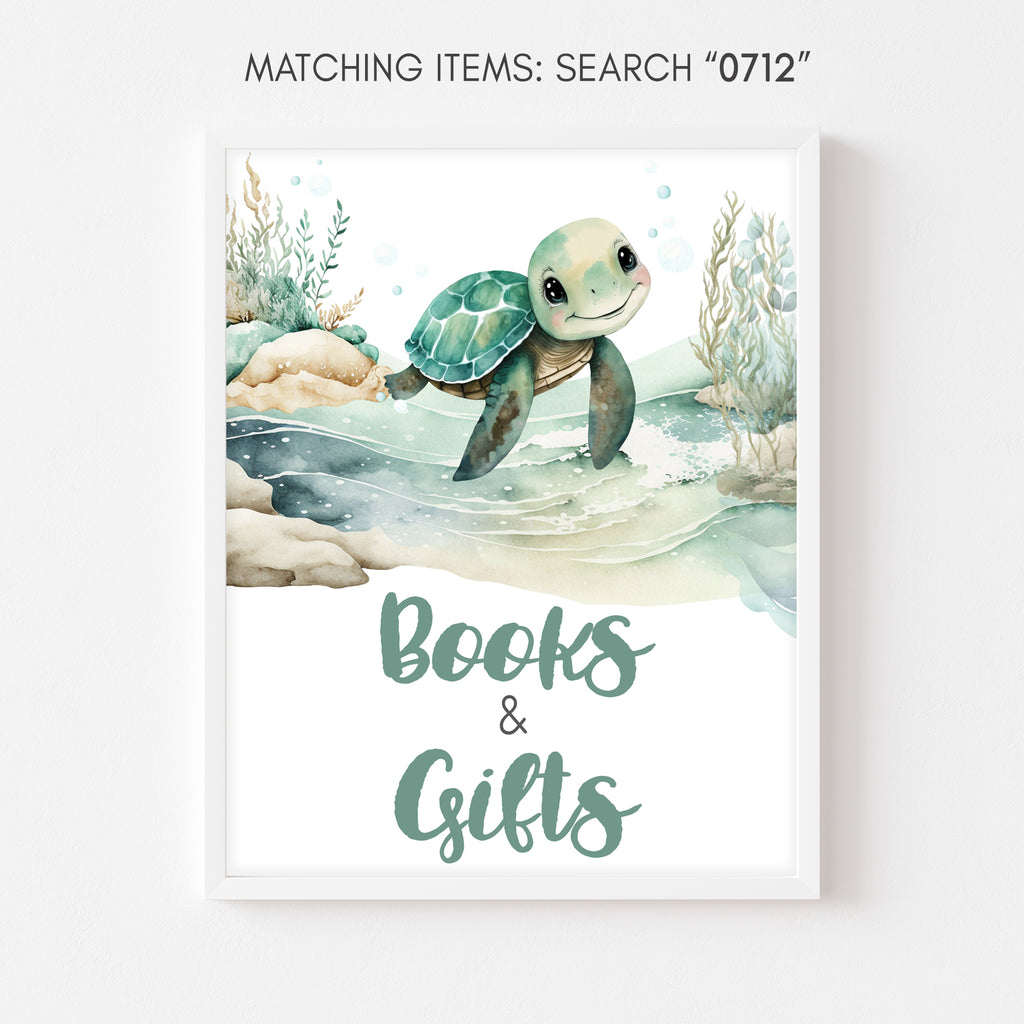 Sea Turtle Baby Shower Books and Gifts Sign