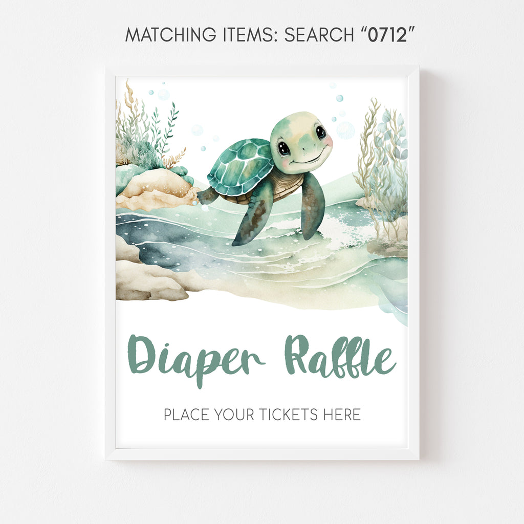 Sea Turtle Baby Shower Diaper Raffle Sign