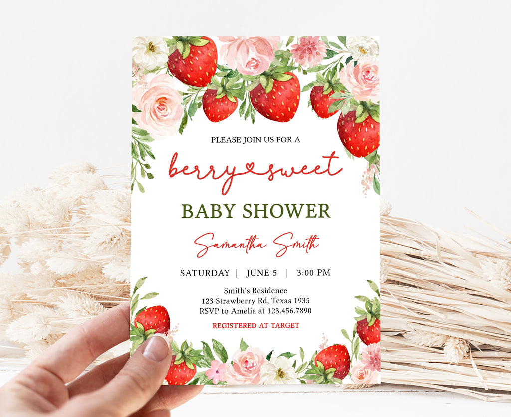 Strawberry Baby Shower Invitation