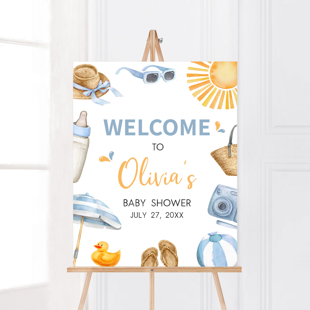 Boy Splish Splash Baby Shower Welcome Sign