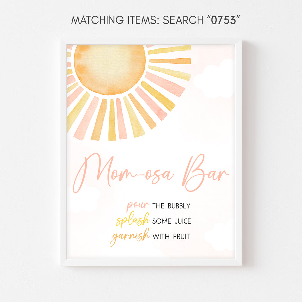 Sunshine Baby Shower Mom Osa Bar Sign