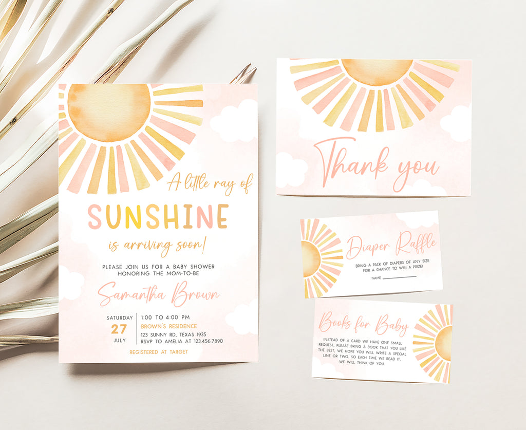 Sunshine Baby Shower Invitation Set