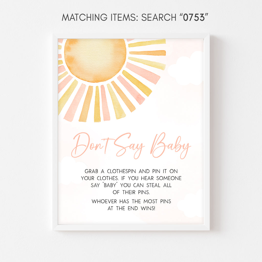 Sunshine Baby Shower Don't Say Baby Sign