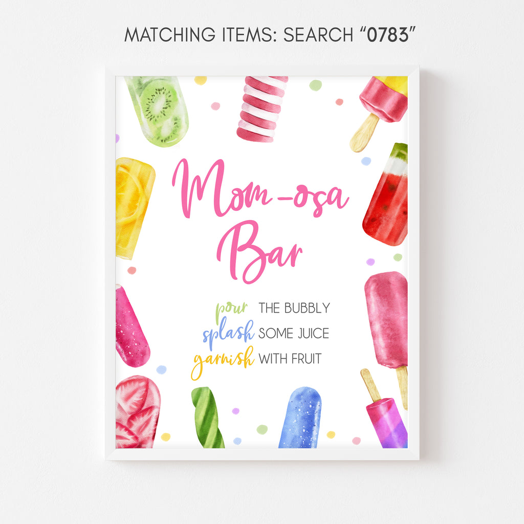 Popsicle Baby Shower Mom Osa Bar Sign