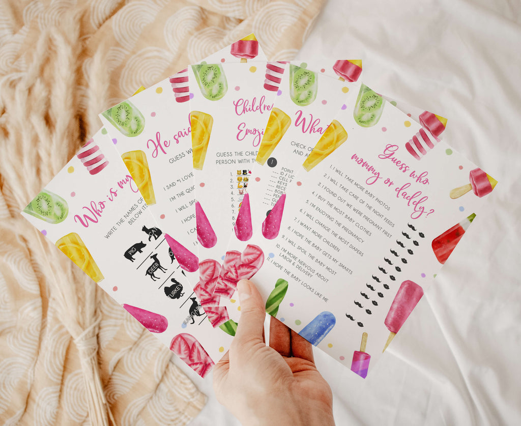 Popsicle Baby Shower Games Bundle