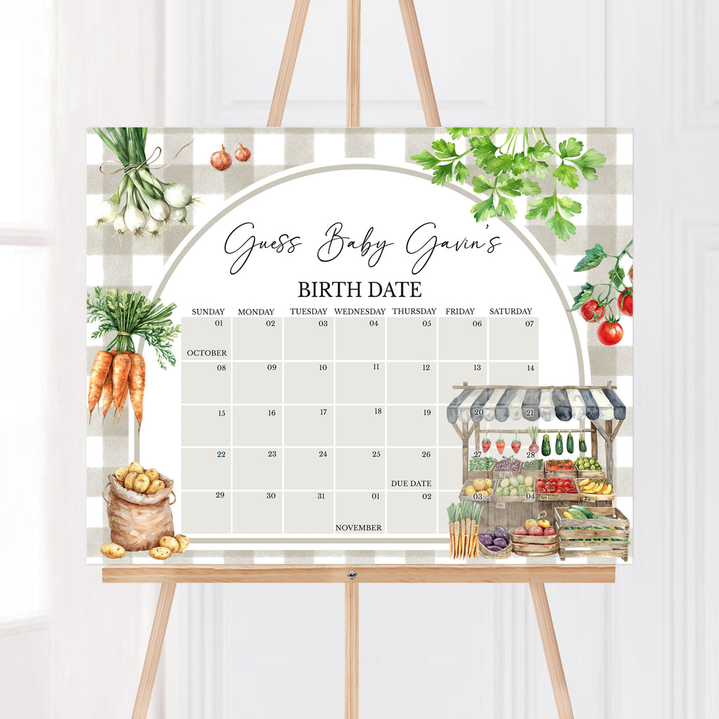 Farmers Market Baby Shower Due Date Calendar