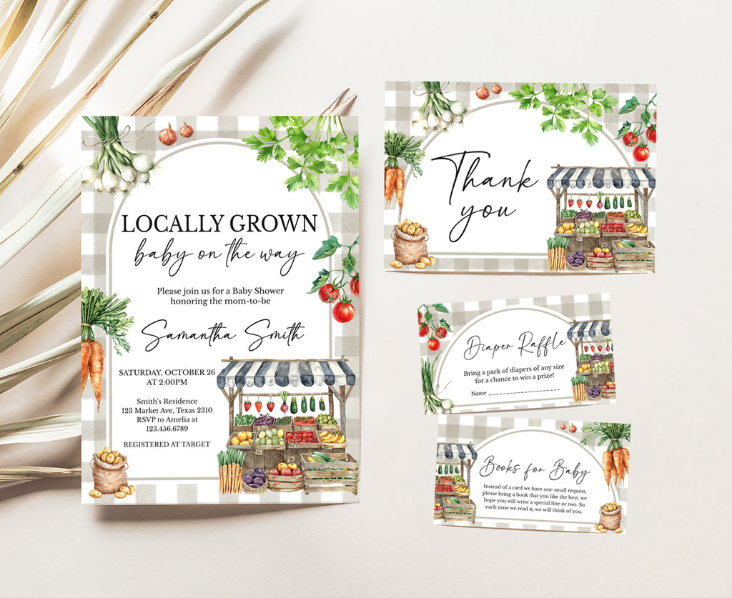 armers Market Baby Shower Invitation Set