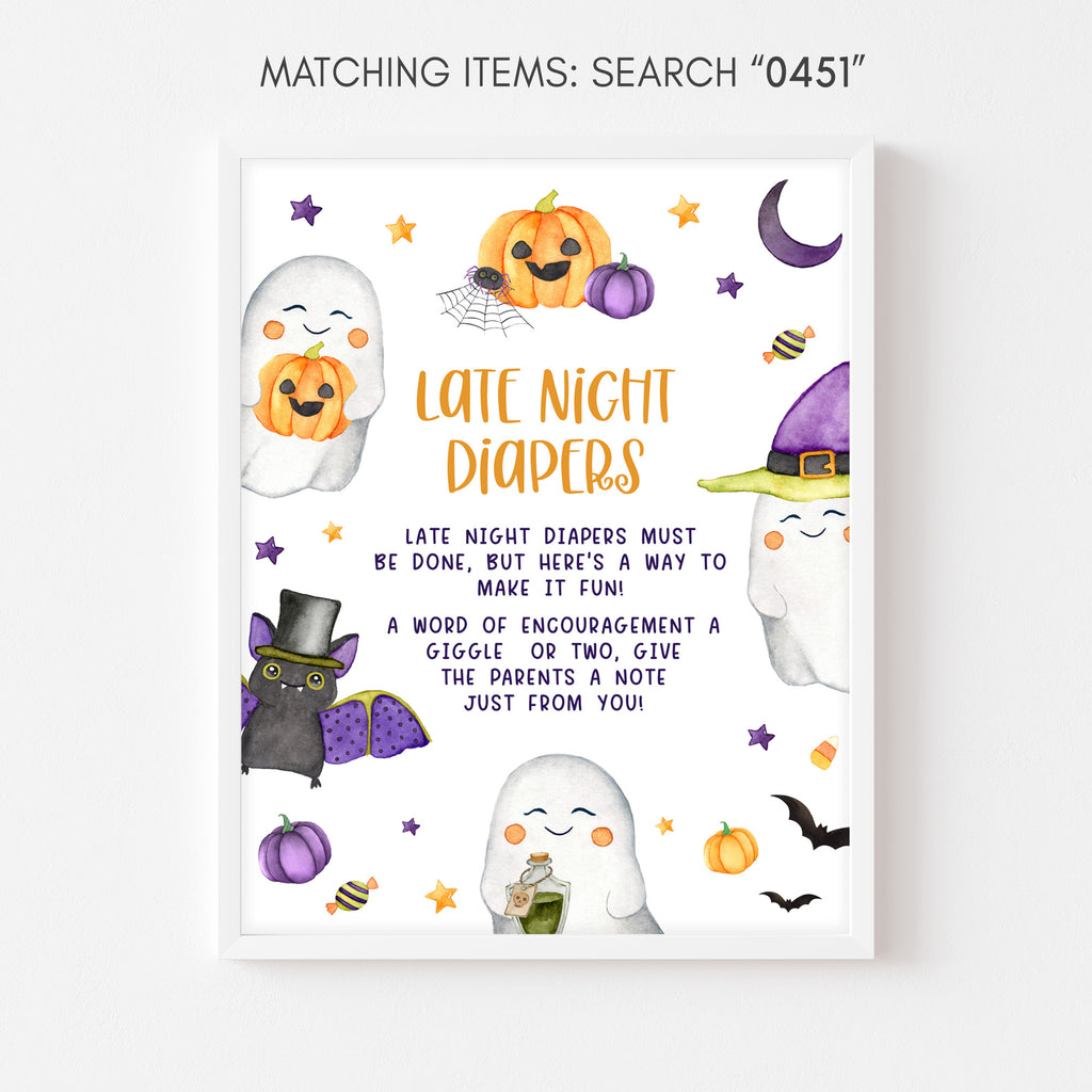 A Little Boo Baby Shower Late Night Diapers Sign