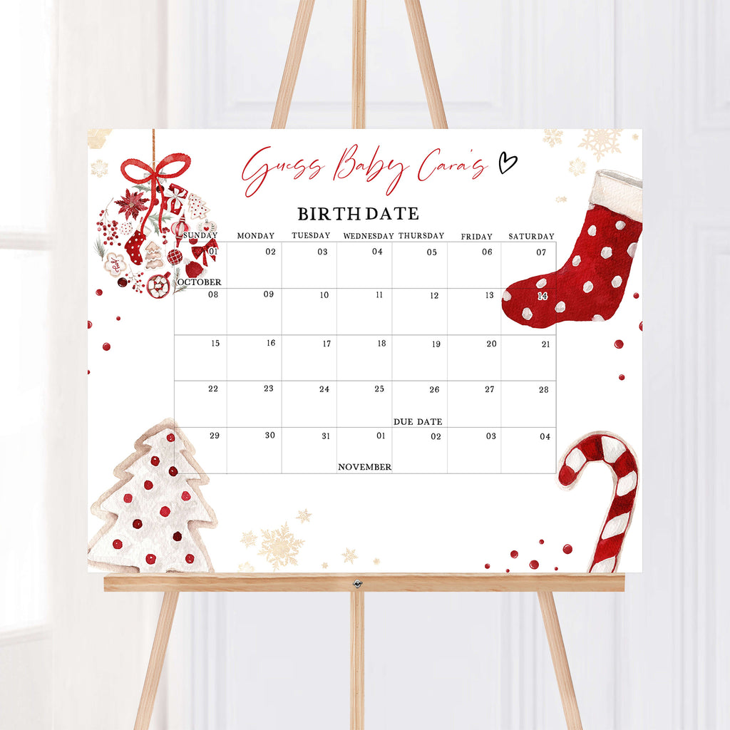 A Little Bundle of Joy Christmas Baby Shower Due Date Calendar