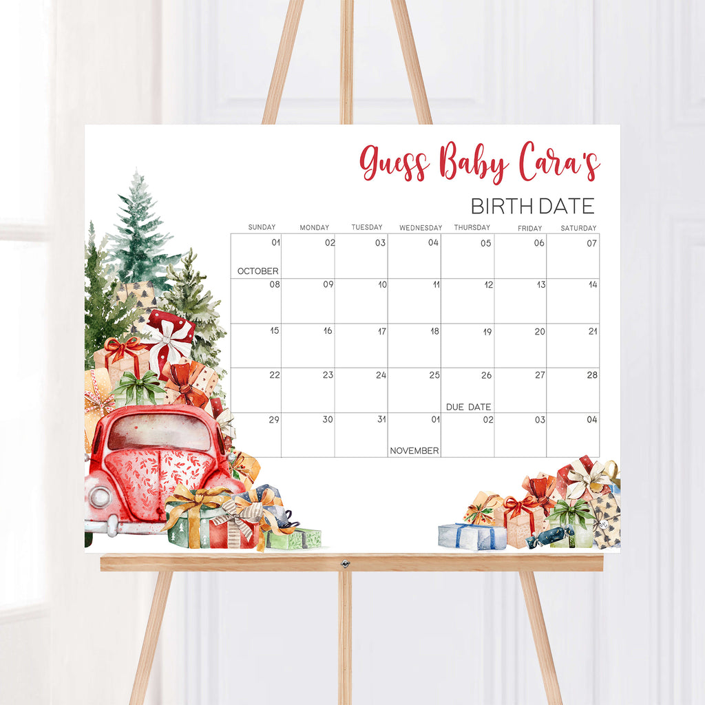 A Little Bundle of Joy Christmas Truck Baby Shower Due Date Calendar