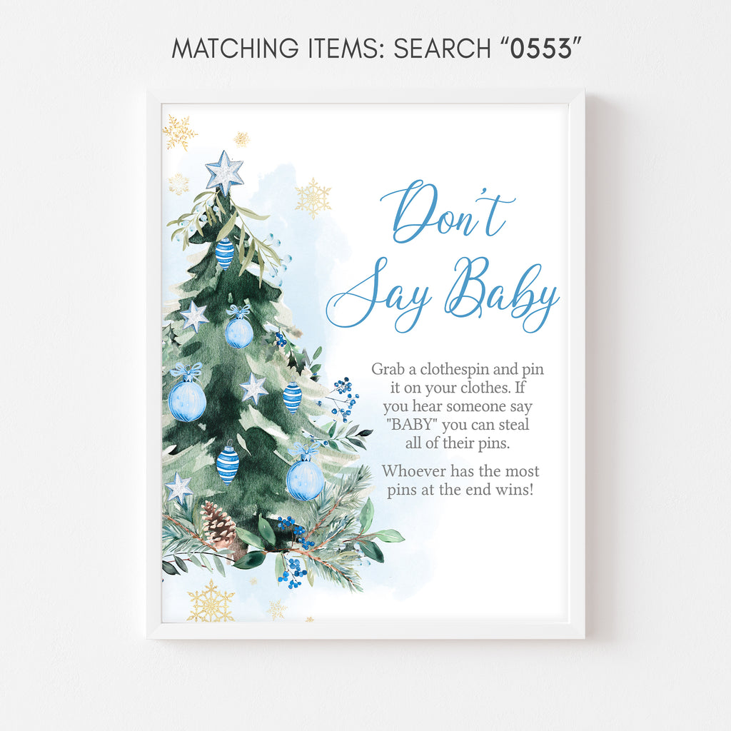 Blue A Little Bundle of Joy Christmas Baby Shower Don't Say Baby Sign