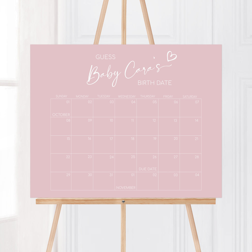 Valentine Baby Shower Due Date Calendar