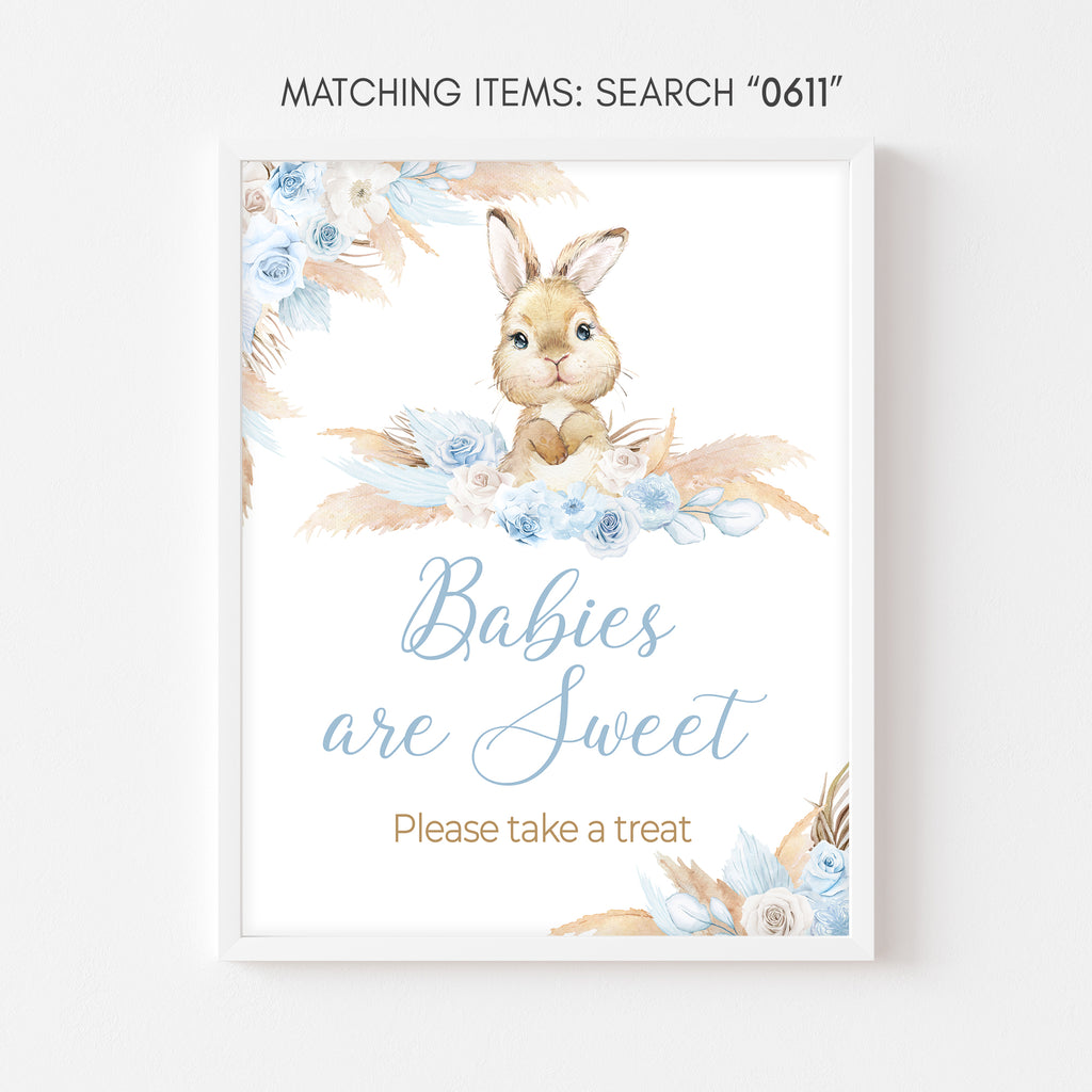 Boy Bunny Rabbit Baby Shower Babies are Sweet Sign