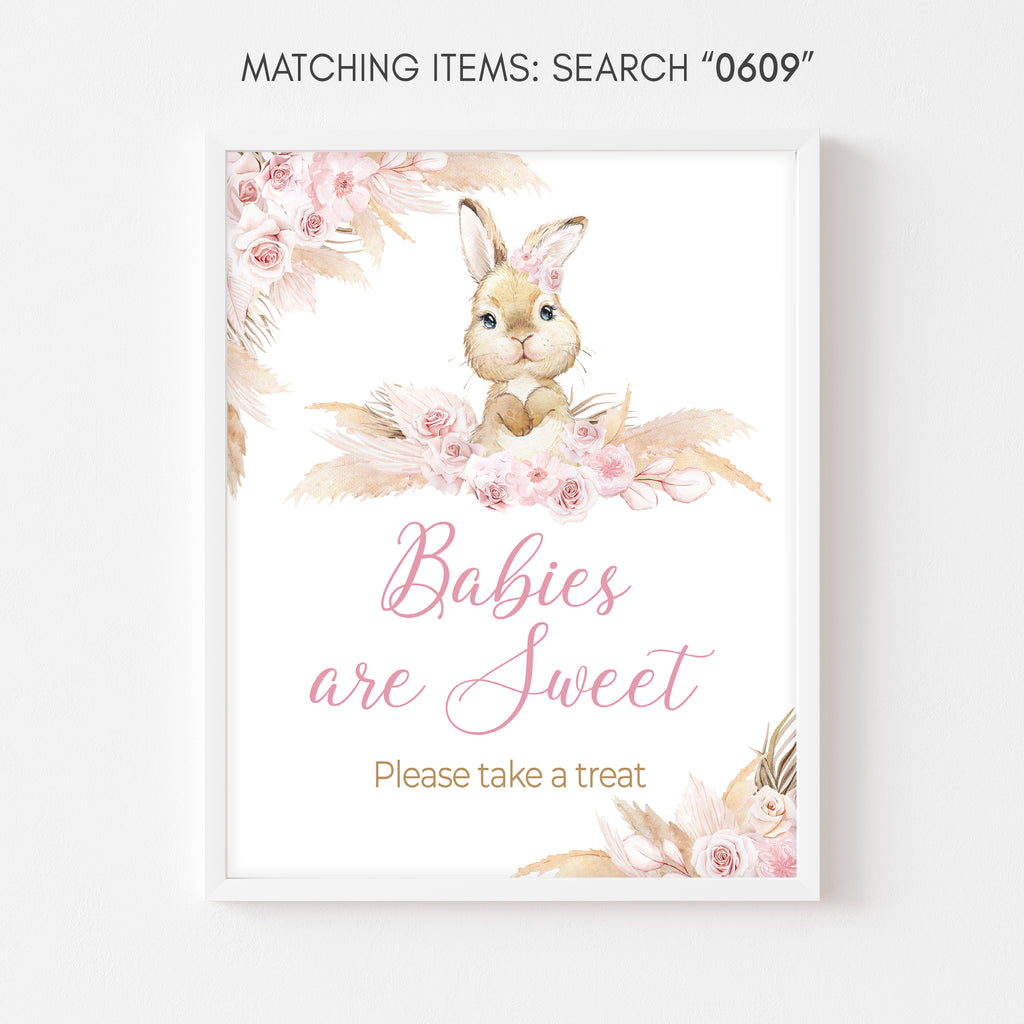 Girl Bunny Rabbit Baby Shower Babies are Sweet Sign