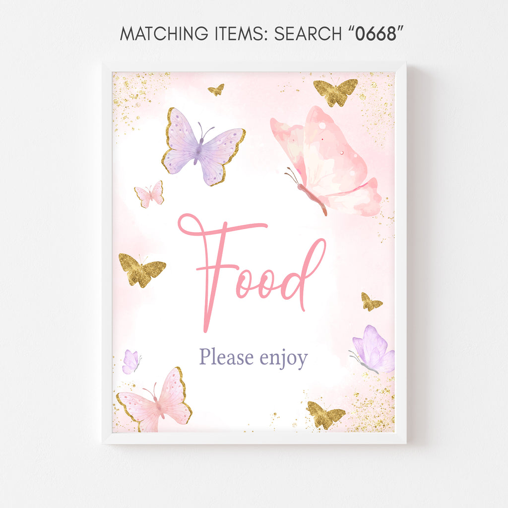 Butterfly Baby Shower Food Sign