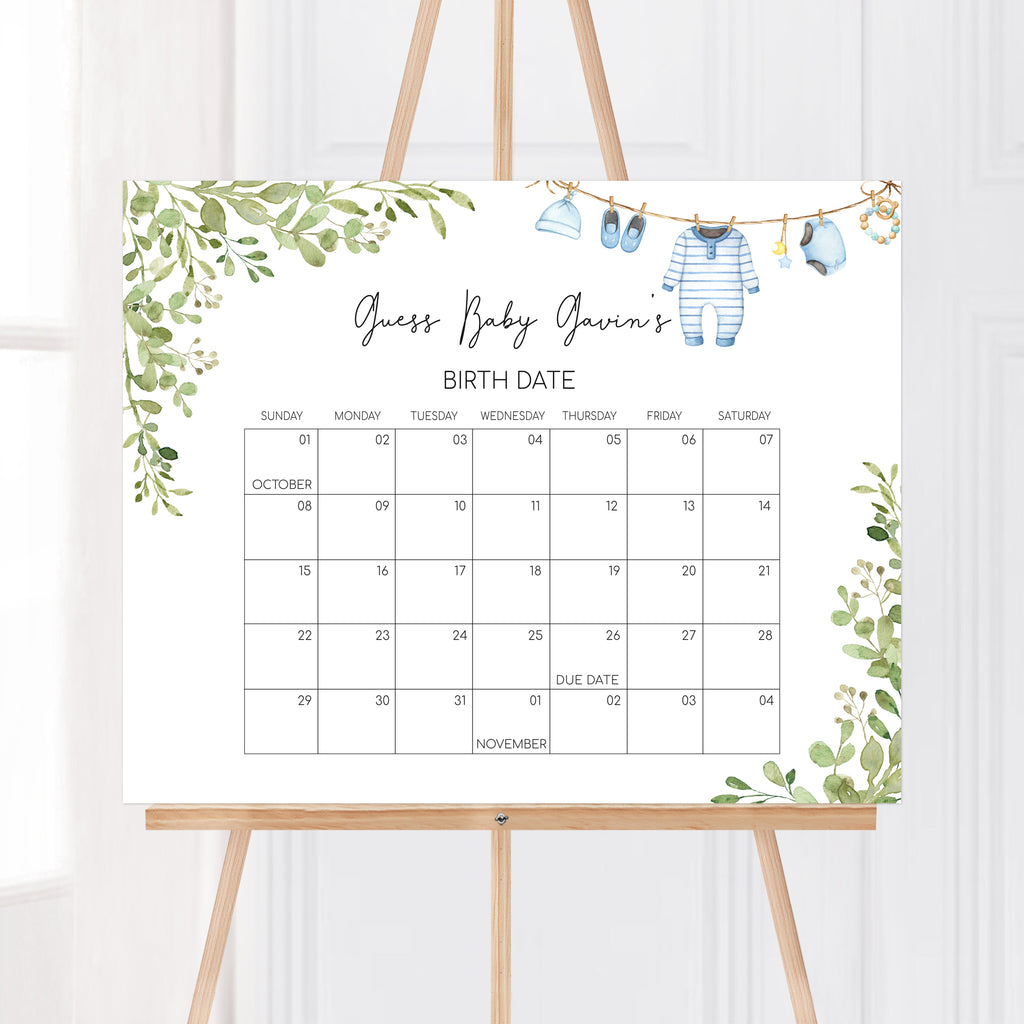 Boy Baby Clothes Baby Shower Due Date Calendar