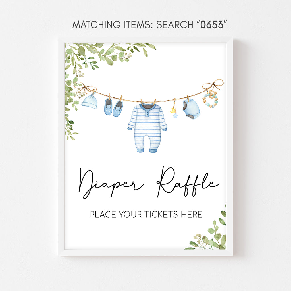 Boy Baby Clothes Baby Shower Diaper Raffle Sign