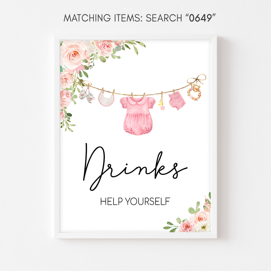 Girl Baby Clothes Baby Shower Drinks Sign