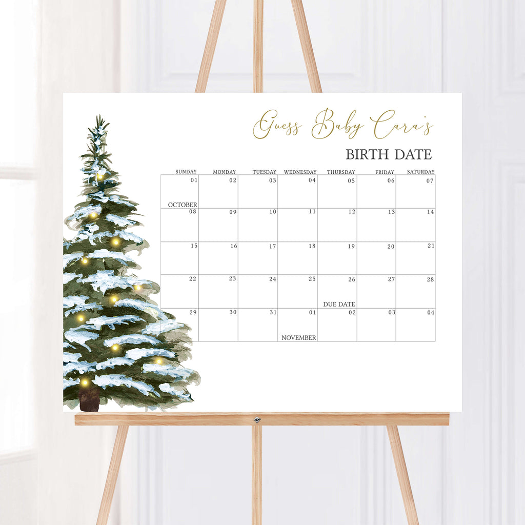 Christmas Baby Shower Due Date Calendar