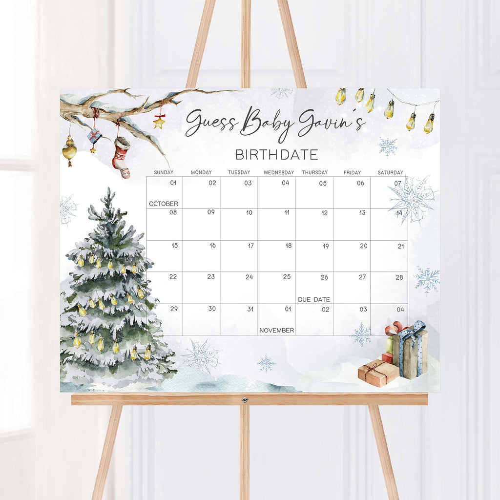 Baby It's Cold Outside Baby Shower Due Date Calendar