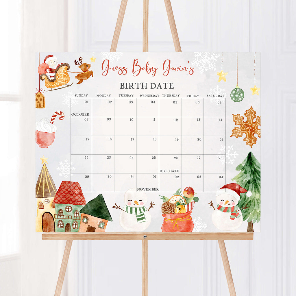 Baby It's Cold Outside Christmas Baby Shower Due Date Calendar