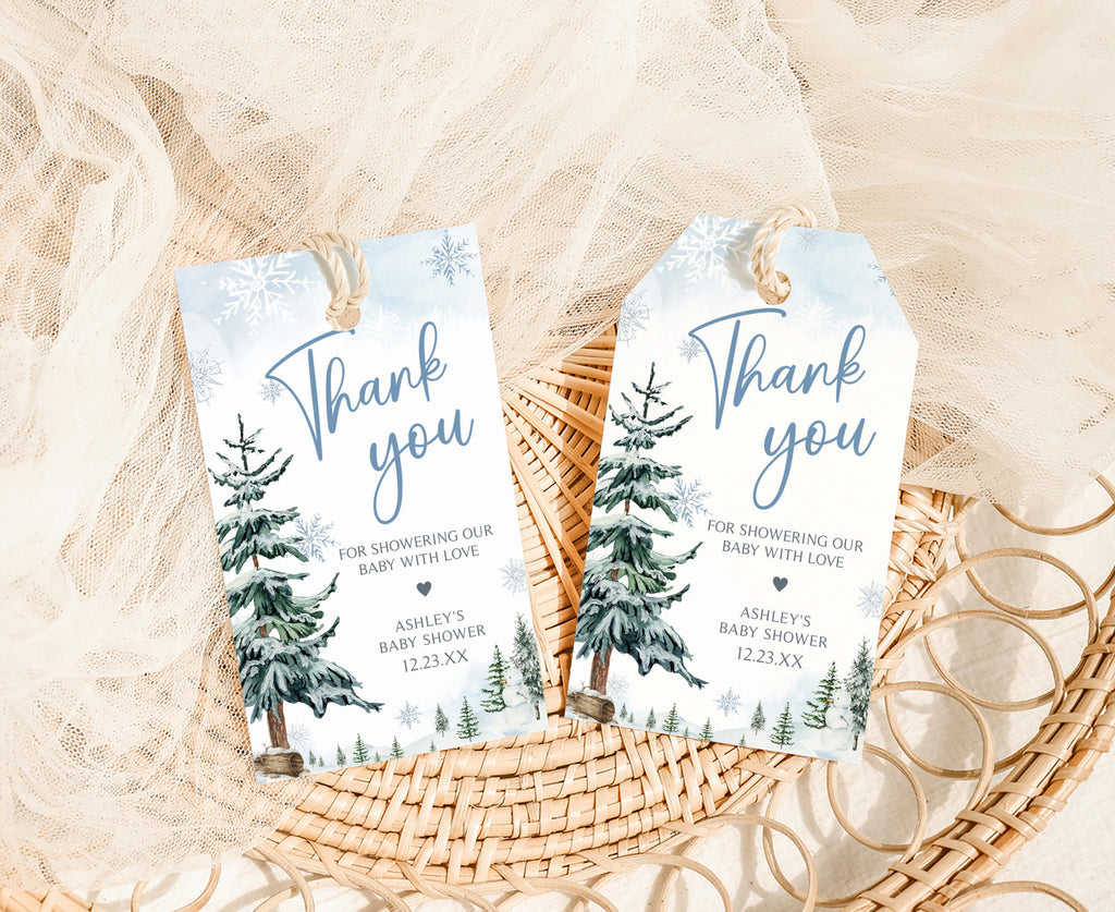 Blue Baby It's Cold Outside Baby Shower Favor Tag