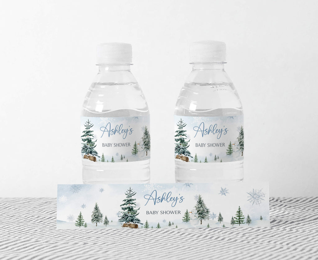 Blue Baby It's Cold Outside Baby Shower Bottle Label