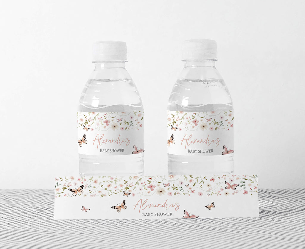 Butterfly Baby in Bloom Baby Shower Bottle Label