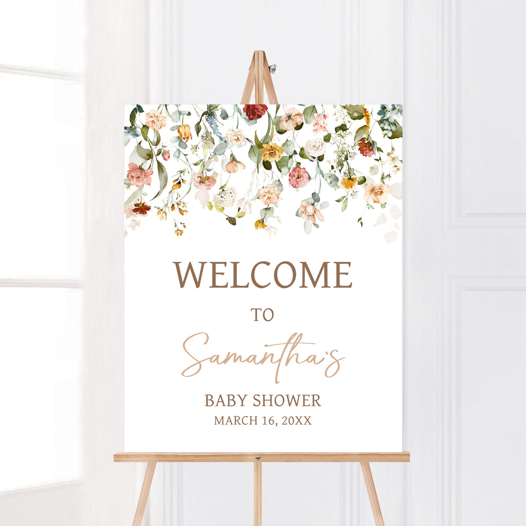 Baby in Bloom Wildflower Baby Shower Welcome Sign