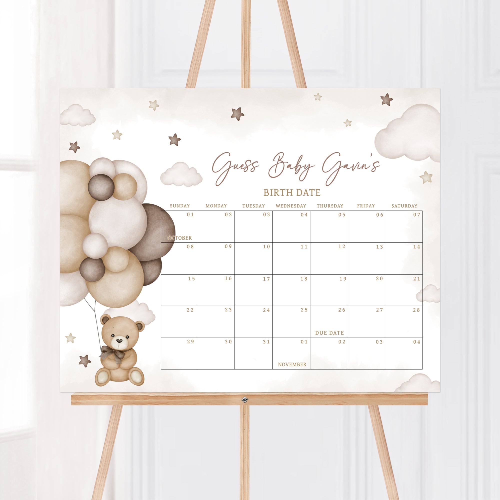 Baby shower due date calendar best sale